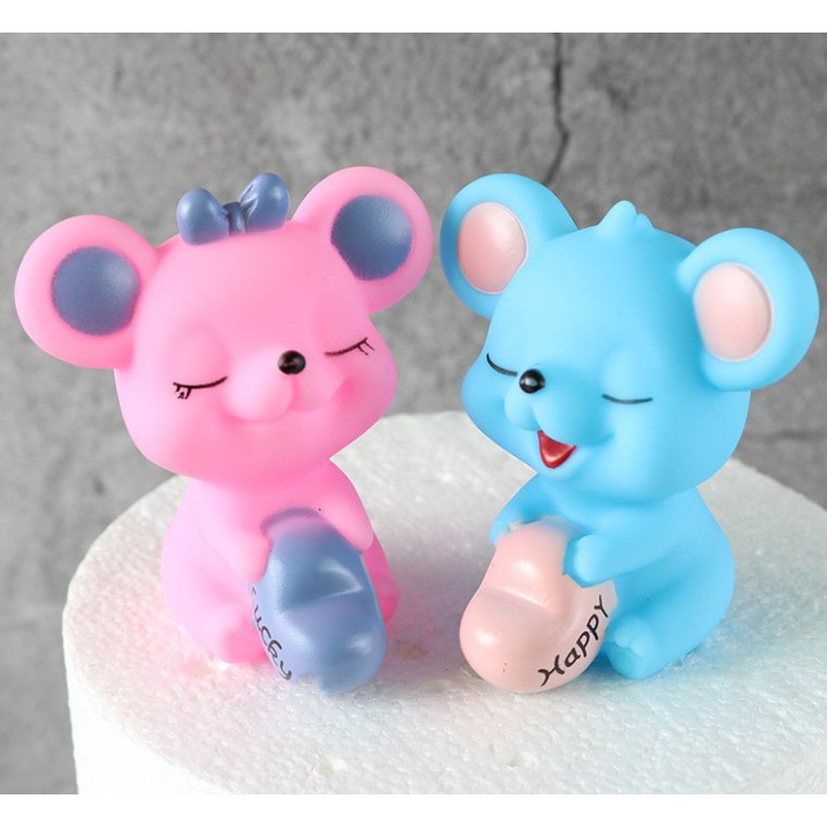 con vật trang trí bánh kem [FREESHIP] cặp chuột Lucky - Happy