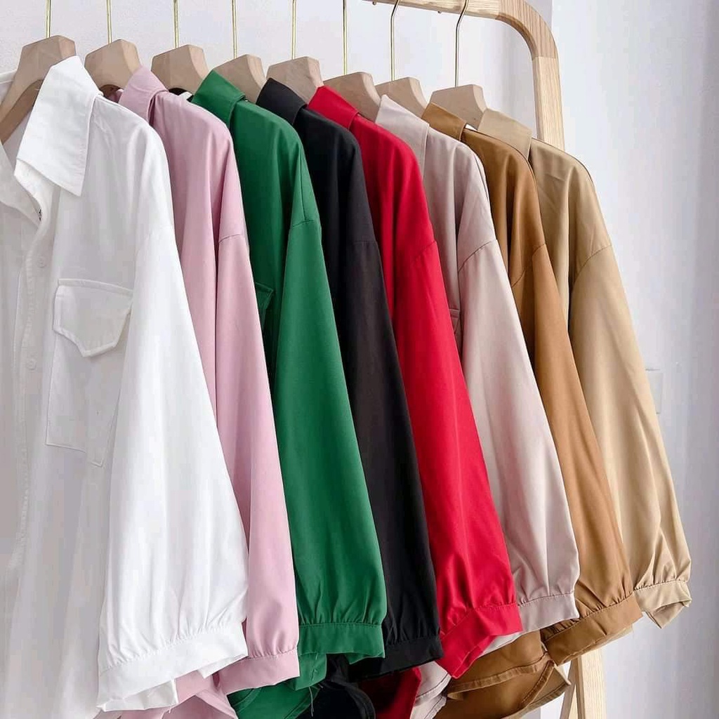 áo sơ mi nữ form rộng bo tay 1 nắp túi vạt đuôi tôm ( Ảnh thật trải sàn)