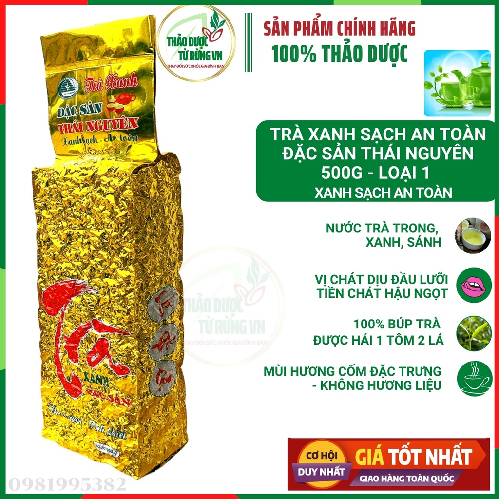 Trà Xanh Thái Nguyên Đệ Nhất Danh Trà 500G Xanh Sạch An Toàn 100% Gốc Chè Thái Nguyên Thảo Dược Từ Rừng VN