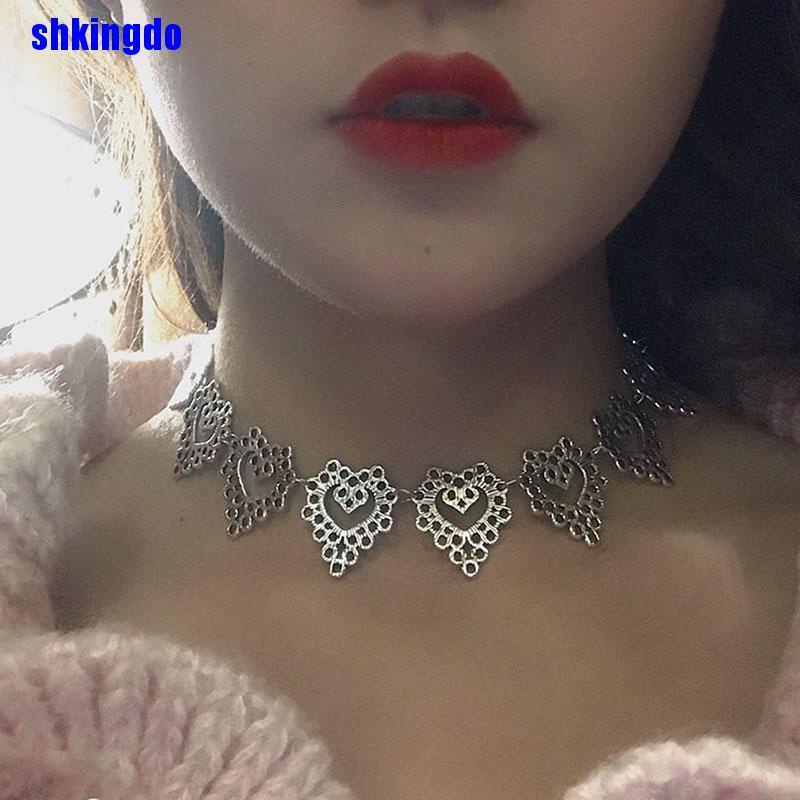 Vòng cổ choker mặt trái tim phong cách Gothic xinh xắn