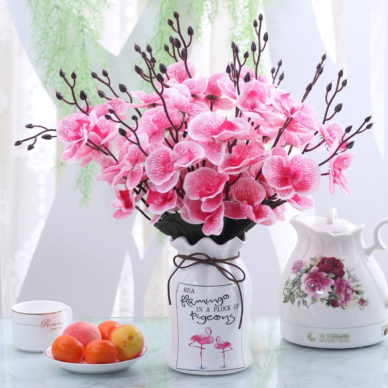 Lọ hoa gốm sứ họa tiết hồng hạc đẹp, bình hoa cao cấp trang trí, cắm hoa cực xinh