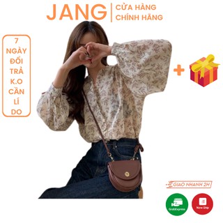 Áo Sơ Mi Tay Dài Cổ Chữ V Dáng Rộng In Hình Họa Tiết Hoa Thời Trang Mùa Hạ Hàn Quốc
