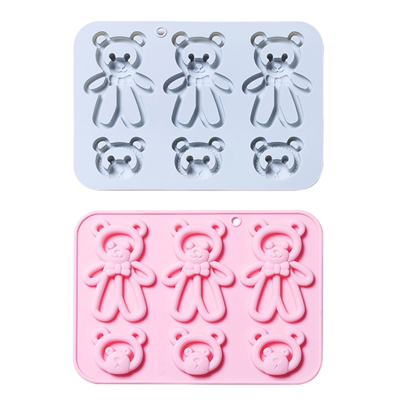 Khuôn Silicone Làm Bánh Hình Gấu 6 Ngăn DIY