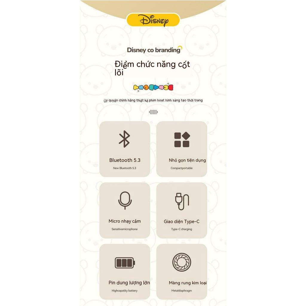 Tai Nghe Nhét Tai Bluetooth 5.3 K26 Âm Thanh Siêu Trầm Thiết Kế Hoạt Hình Disney Dễ Thương mic dây pro6 f9 tws cam dieu co mi lenovo