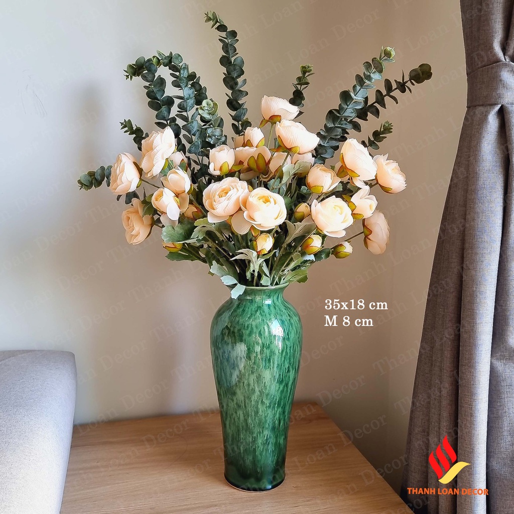 Bình cắm hoa sen, hoa hồng, hoa ly, đào đông, tuyết mai, lọ hoa gốm sứ Bát Tràng cao cấp decor trang trí phòng khách đẹp