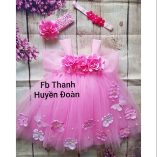 Váy tutu công chúa hồng trễ vai