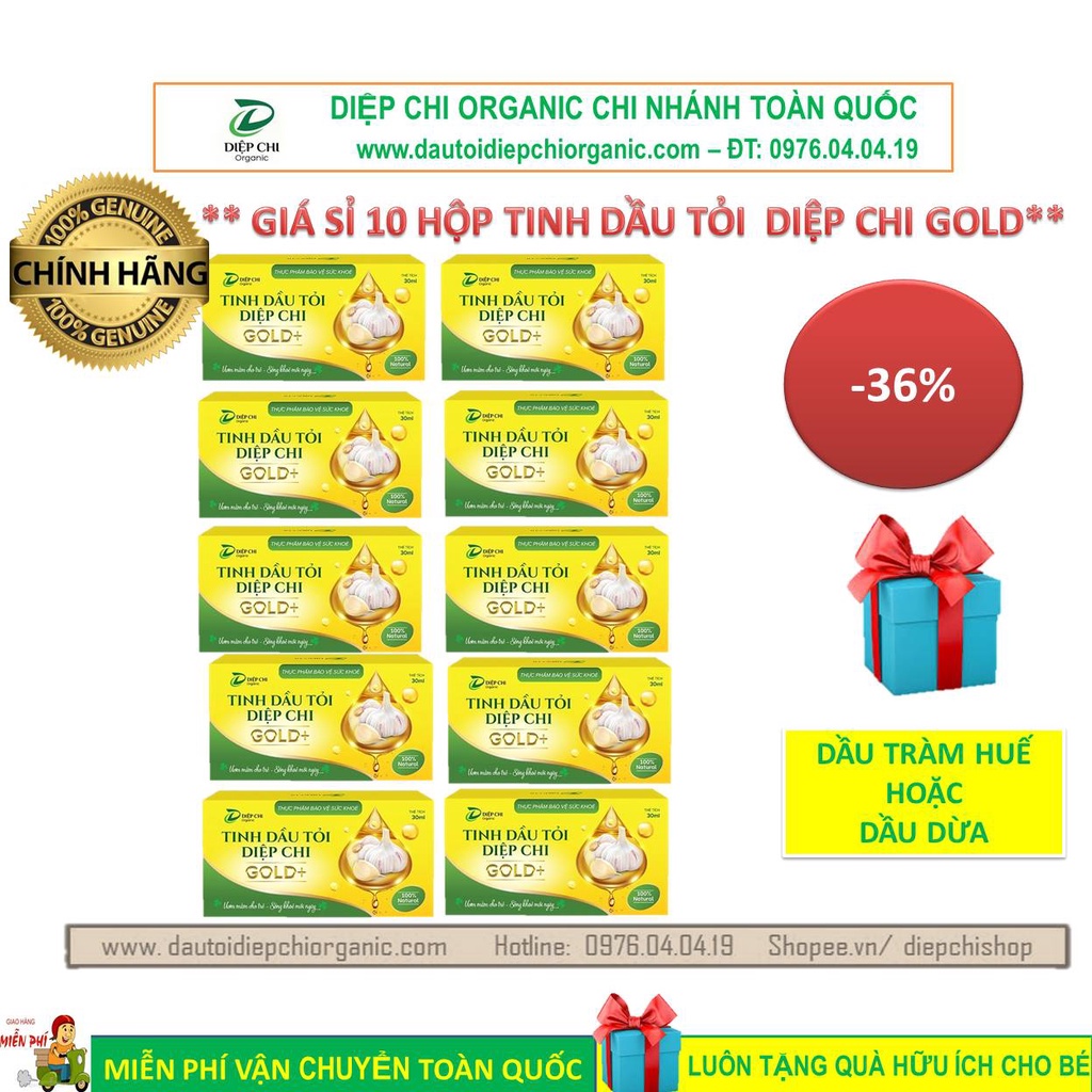 { GIÁ SỈ - 10 HỘP TINH DẦU TỎI DIỆP CHI GOLD } - CHÍNH HÃNG - GIÁ KHYẾN MÃI - KÈM QUÀ TẶNG