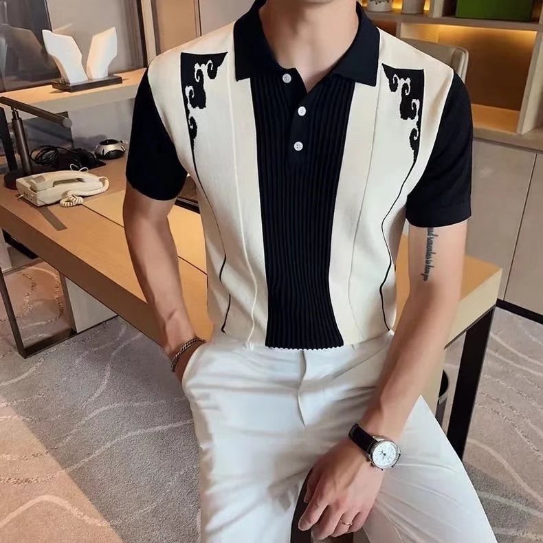 Áo Thun polo Ngắn Tay Bằng Lụa Lạnh Ôm Dáng Phong Cách Hàn Quốc Thời Trang Mùa Hè Cho Nam Size M-3XL