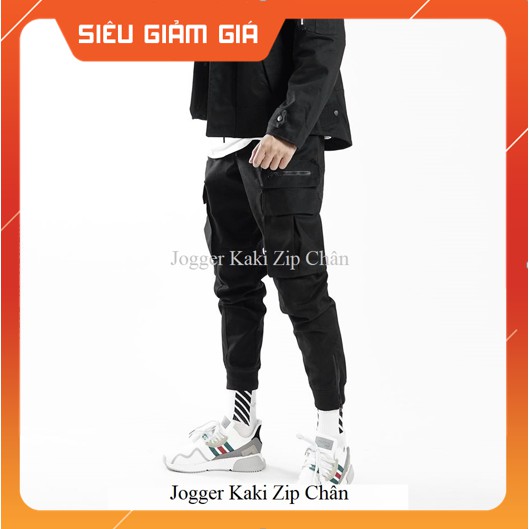 JOGGER KAKI TRẮNG TÚI HỘP PHỐI KHÓA CHÂN NHIỀU CHI TIẾT CÁ TÍNH - STYLES DẠO PHỐ ⚡FREESHIP⚡ VẢI KAKI NHẬP CO GIÃN 4 CHỀU