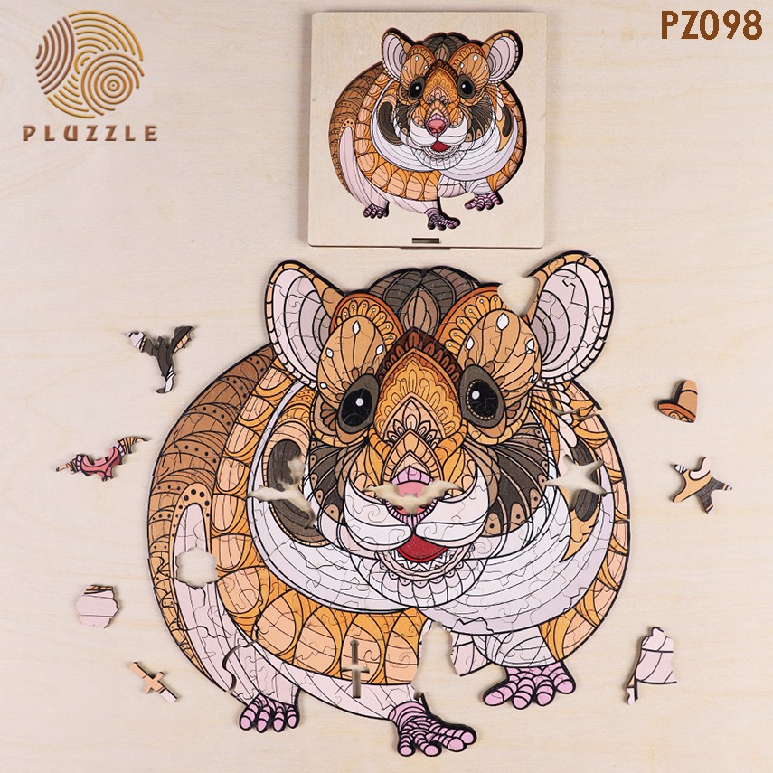 Bộ Xếp Hình Gỗ Thông Minh PLUZZLE hình Con Chuột Hamster PZ098