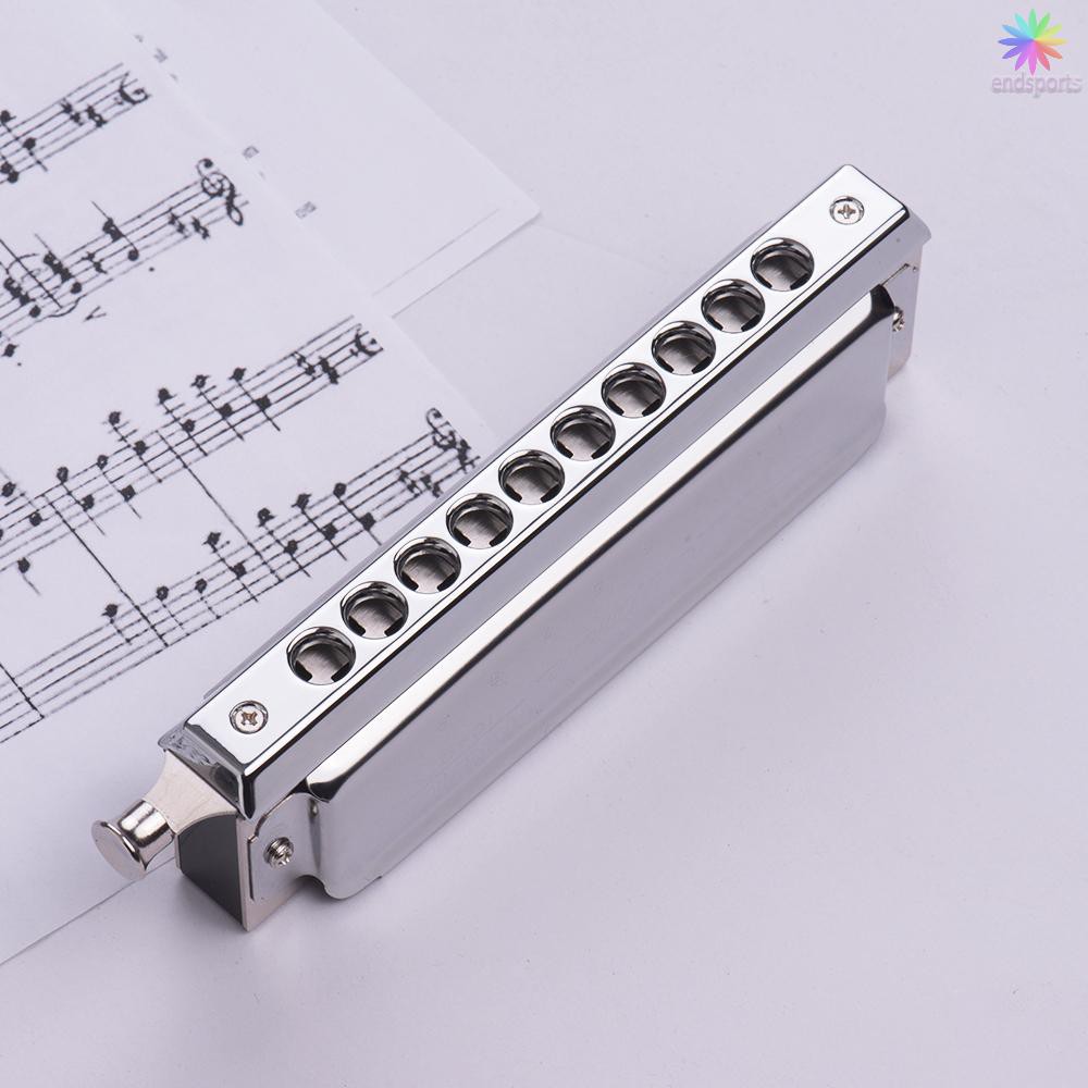 Kèn Harmonica Chromatic Swan 10 Lỗ 40 Tông C Màu Bạc Kèm Hộp Đựng Đẹp Mắt