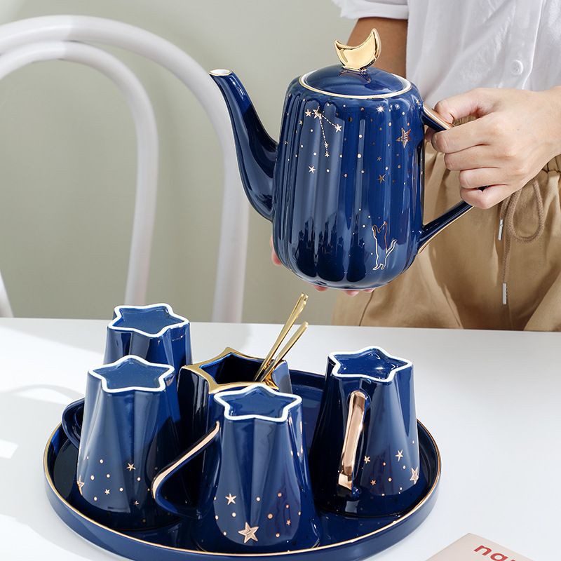 Bộ Bình Ly Cốc Mây Hoạ Ánh Trăng Uống Trà Bàn Khách Home Decor