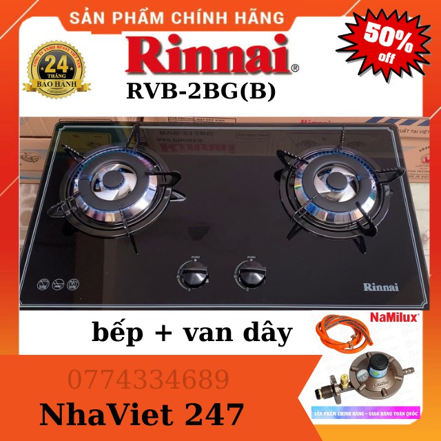 [ HÀNG CHÍNH HÃNG ] Bếp gas âm Rinnai RVB-2BG(B)+ VAN DÂY - BẢO HÀNH 24 THÁNG