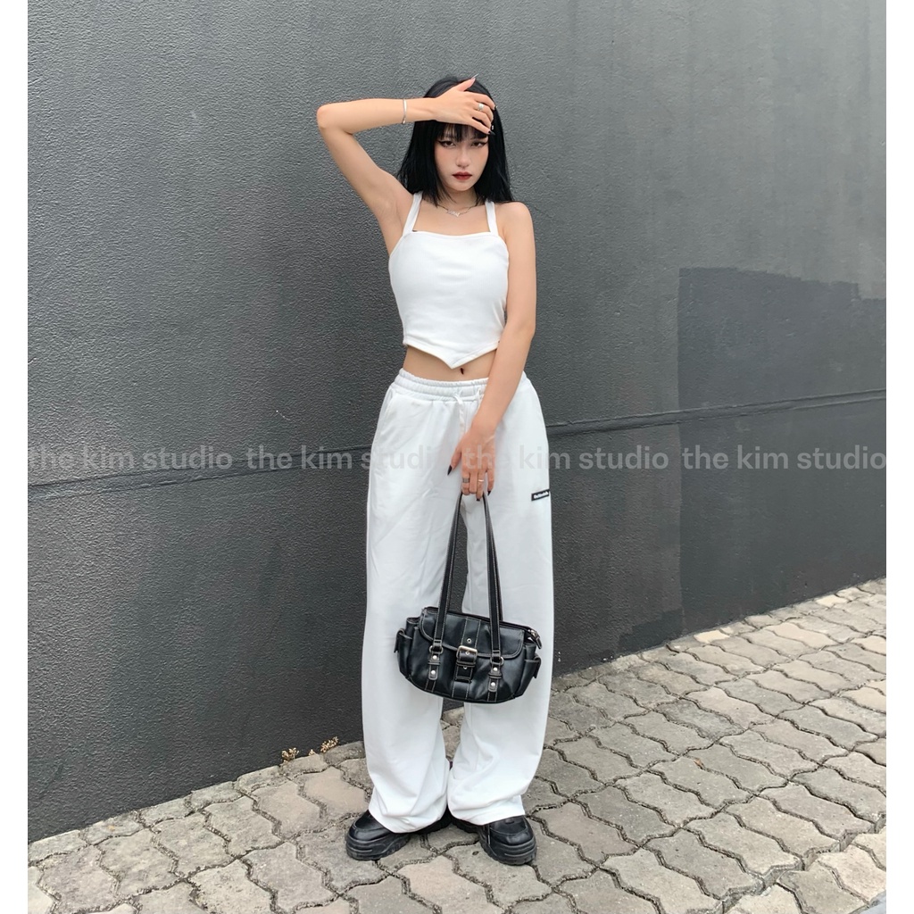 Áo croptop nữ hai dây quai to kiểu áo yếm quây vạt nhọn TheKim , thun tăm croptop 2 dây chéo lưng A150