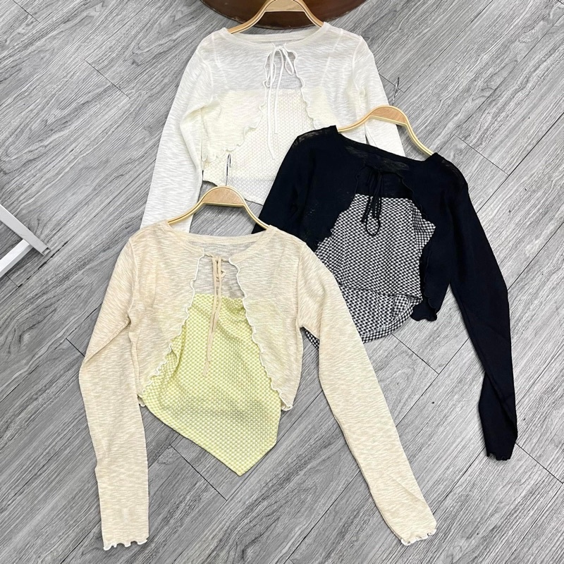 áo len khoác cardigan mỏng kiểu buộc nơ - màu pastel xinh iu - KO KÈM 2 DÂY (605#) | WebRaoVat - webraovat.net.vn