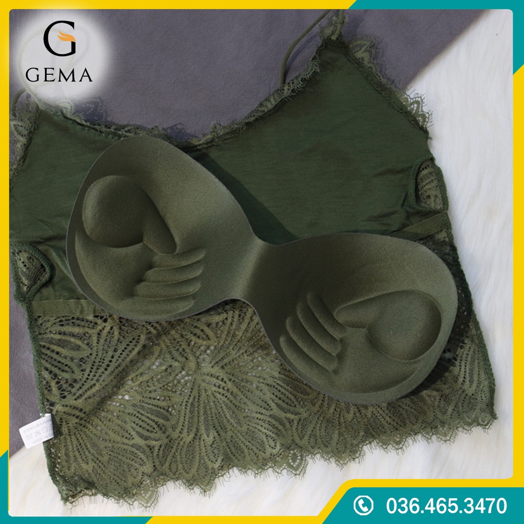 Áo Ren 2 Dây Croptop, Áo Sợi Bún Hai Dây Ren Có Mút Đệm tôn vòng 1