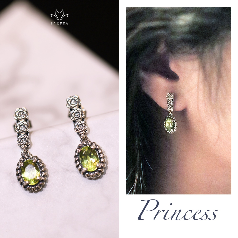 Bông tai bạc nữ H'ierra Princess Earrings 5 loại đá | Queen & Princess Concept