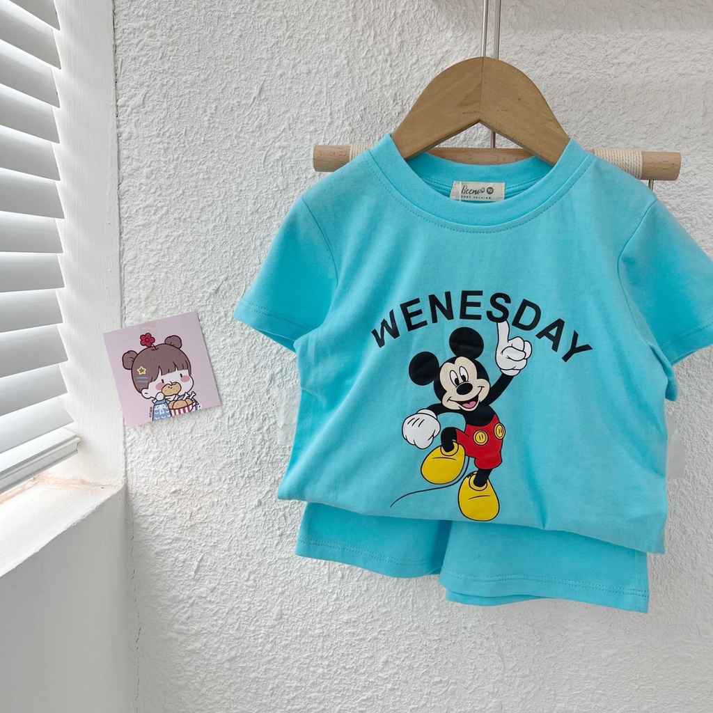 {GIÁ HỦY DIỆT} Bộ hè thun cotton bé trai bé gái trẻ em hình mickey