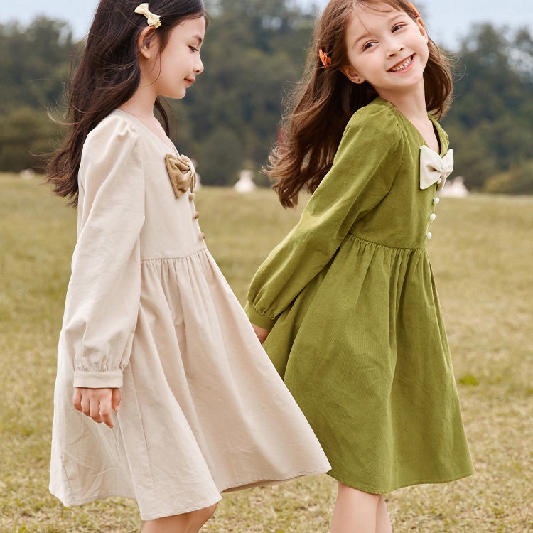 Đầm Công Chúa Tay Dài Phong Cách Hàn Quốc Thời Trang Mùa Thu Xinh Xắn Cho Bé Gái