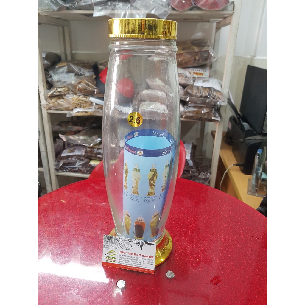 Bình Ngâm Sâm Thủy Tinh 2.6 Lít_Hàng Việt Nam Cao Cấp