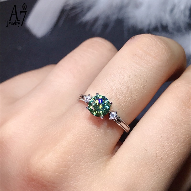 Nhẫn dạng hở mặt đính đá moissanite 1K nhân tạo điều chỉnh được thời trang dành cho nữ