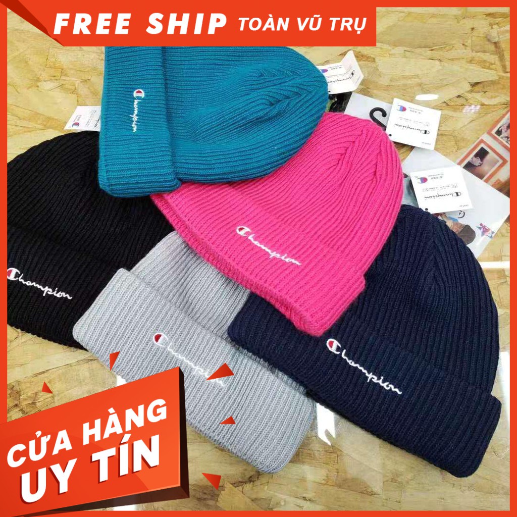 [BIG SALE]⚡️[HOT] Mũ Len Nam Nữ (S) Champion Logo Embroidered Beanie