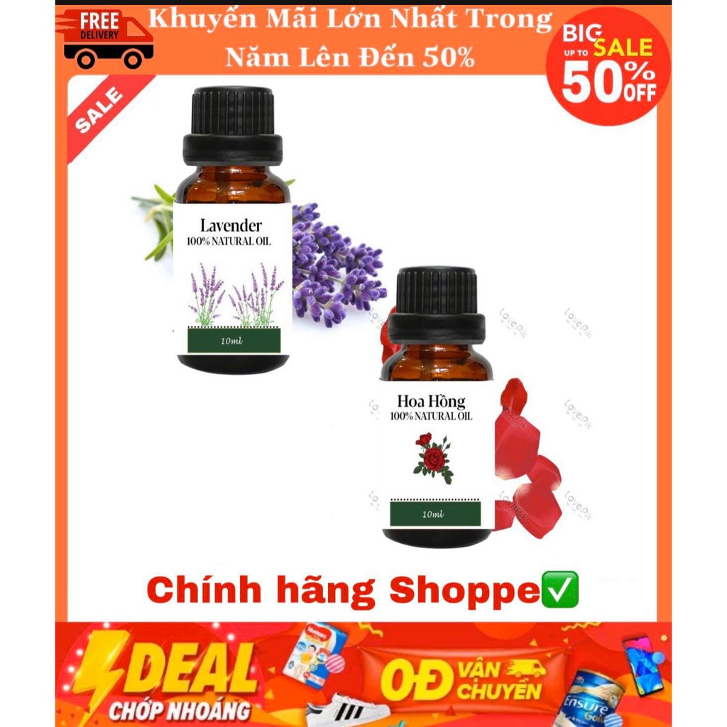 BỘ 2 CHAI TINH DẦU HƯƠNG HOA HỒNG , LAVENDER , GIÁ TỐT , TINH DẦU MÁY XÔNG