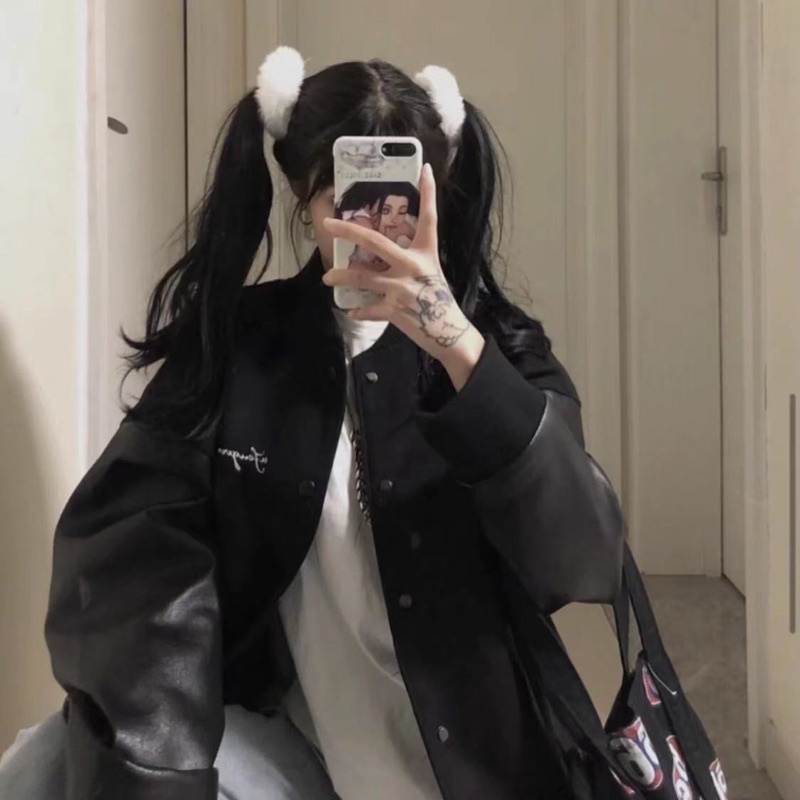 [ miễn phí giao hàng ] áo khoác bomber nam nữ tay phối da hàng quảng châu cao cấp ( ảnh thật ở cuối ) | BigBuy360 - bigbuy360.vn