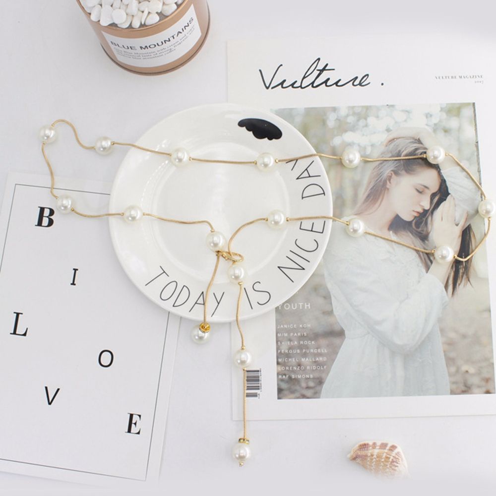 Thắt lưng hợp kim phối ngọc trai giả phong cách Hàn Quốc thanh lịch dành cho nữ