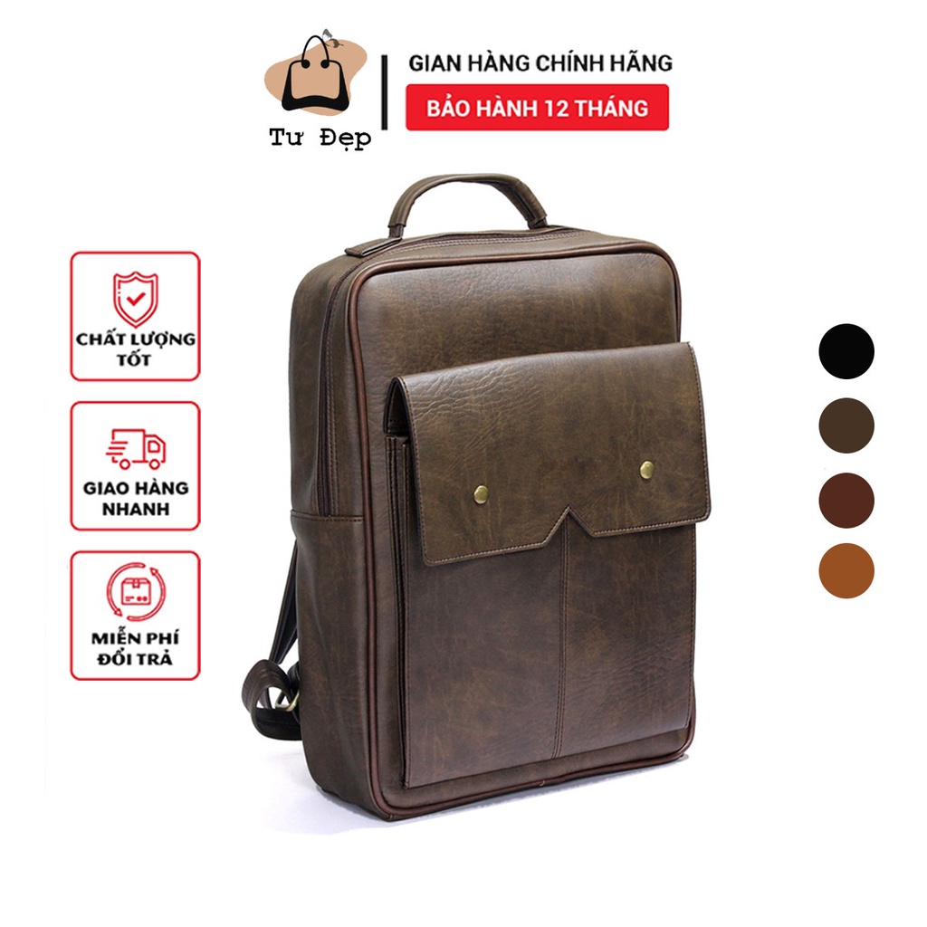Balo Laptop 16 inch Da Bò Nam Nữ Cao Cấp Da Mềm Tư Đẹp Tudep BL 62