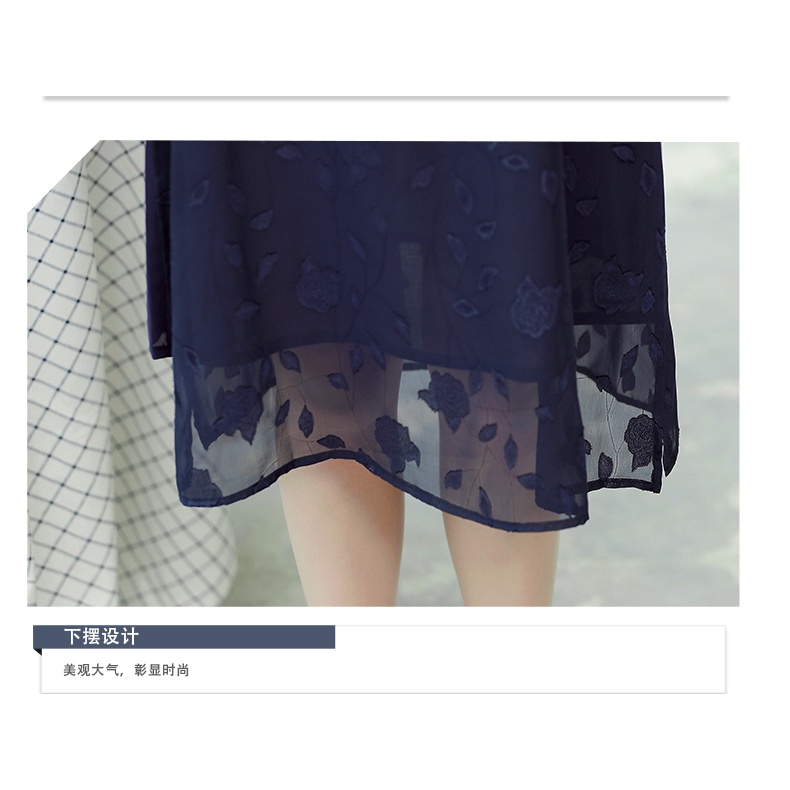 Đầm Chiffon Tay Ngắn Dáng Rộng Thời Trang Mùa Hè Cho Nữ Trung Niên