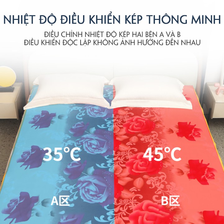 Đệm sưởi điện chính hãng, nhiệt độ kép, sưởi ấm nhanh, điều khiển độc lập