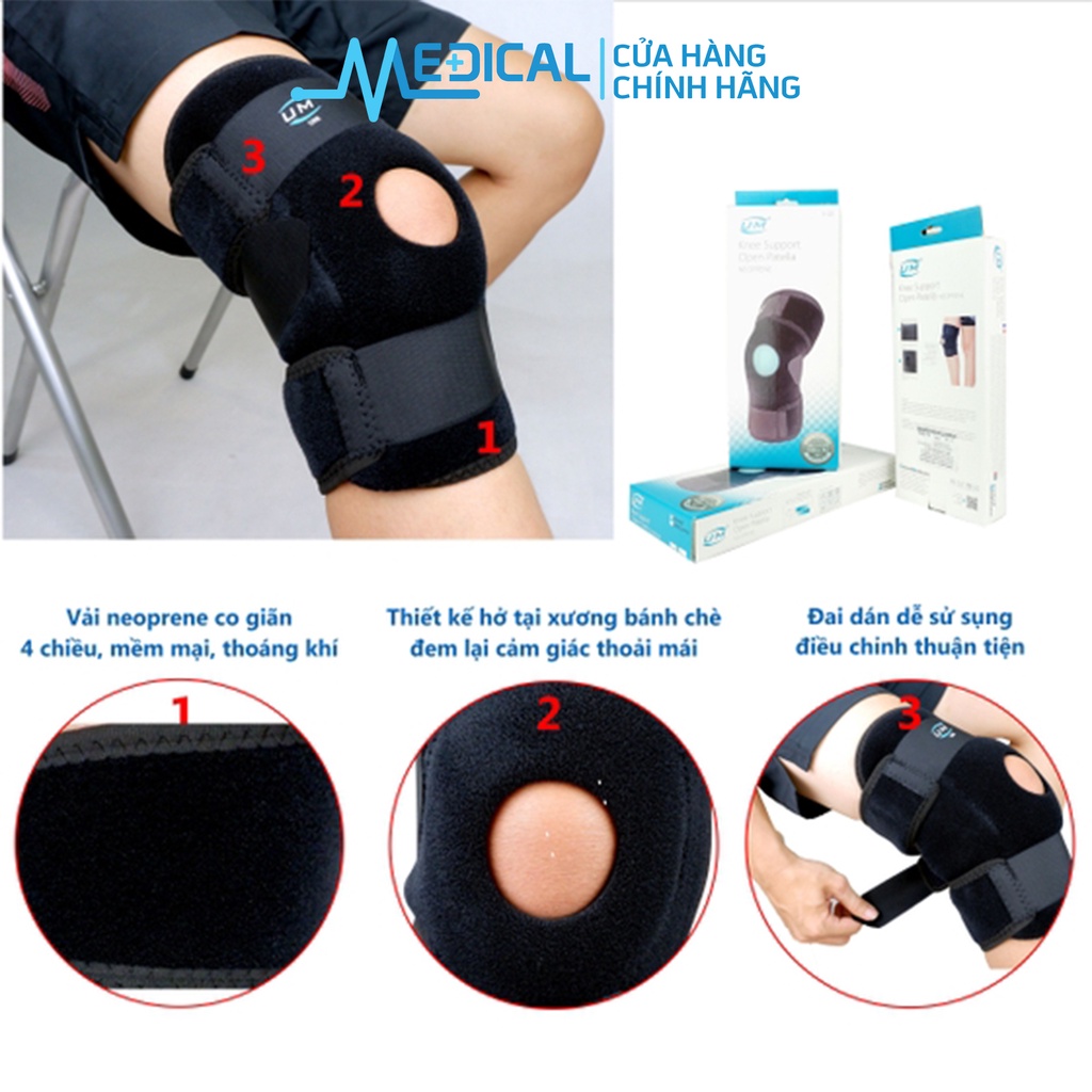 Bó gối đai dán không nẹp UNITED MEDICARE Neoprene F07 màu đen - MEDICAL