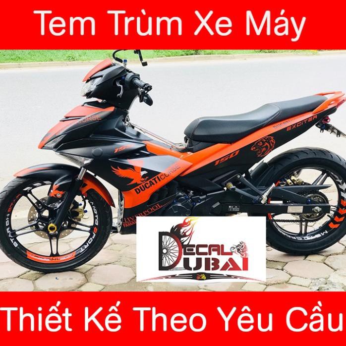 Tem Trùm Xe Exciter 150 Tem Ex150 Cam Đen Đại Bàng Ducati Nhám