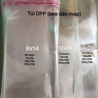 Túi OPP keo dán mép 100 cái