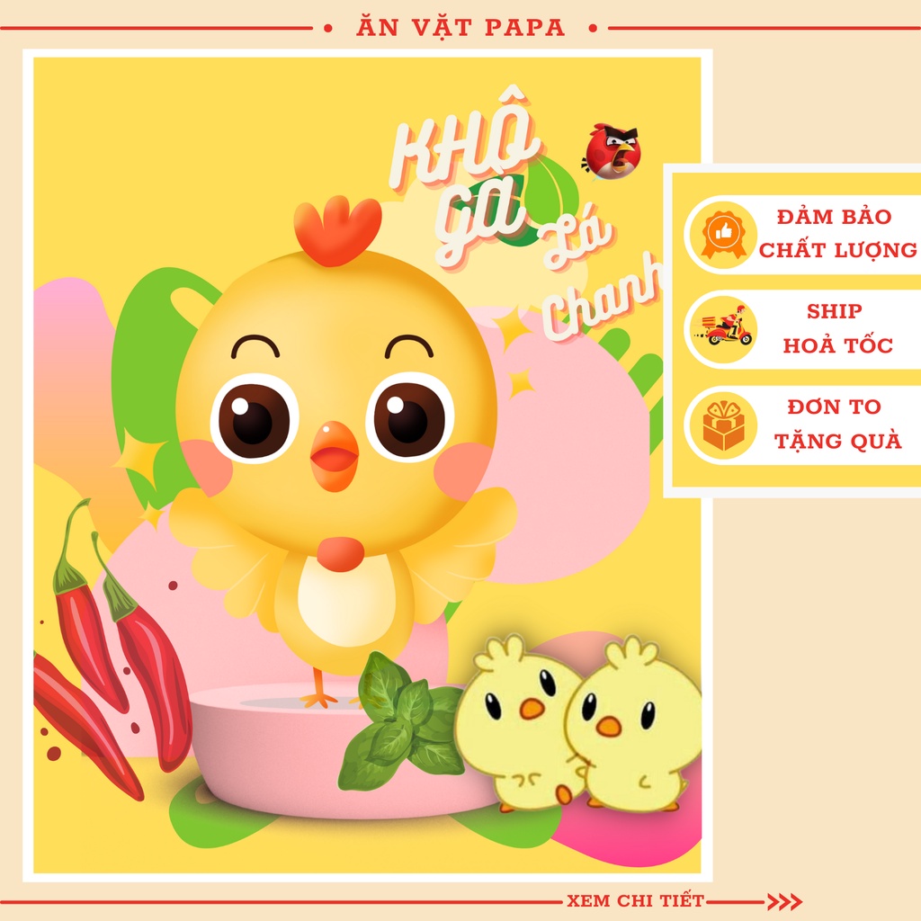 Khô gà lá chanh PaPa 300gr, đồ ăn vặt Hà Nội