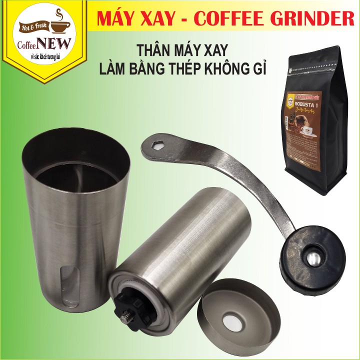 Máy Xay Cà Phê, Xay Tiêu Cầm Tay-Grinder - Thân Máy Bằng Thép Không Gỉ - Tiện Dụng-Nhỏ Gọn-Sang Trọng-Coffee New