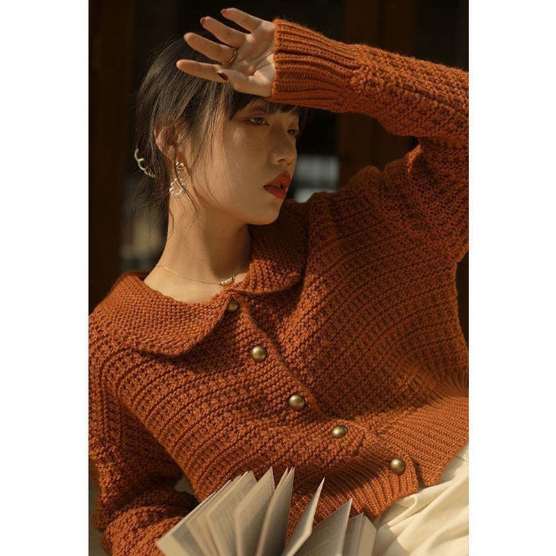 Áo Khoác Cardigan Dệt Kim Dáng Ôm Phong Cách Thời Trang Vintage Dành Cho Nữ