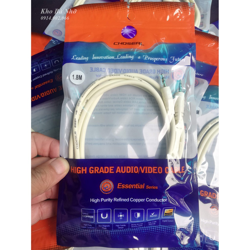 . Dây nối loa đầu 3.5mm ra 3.5mm chính hãng CHOSEAL dùng cho smart tivi, Laptop, điện thoại..