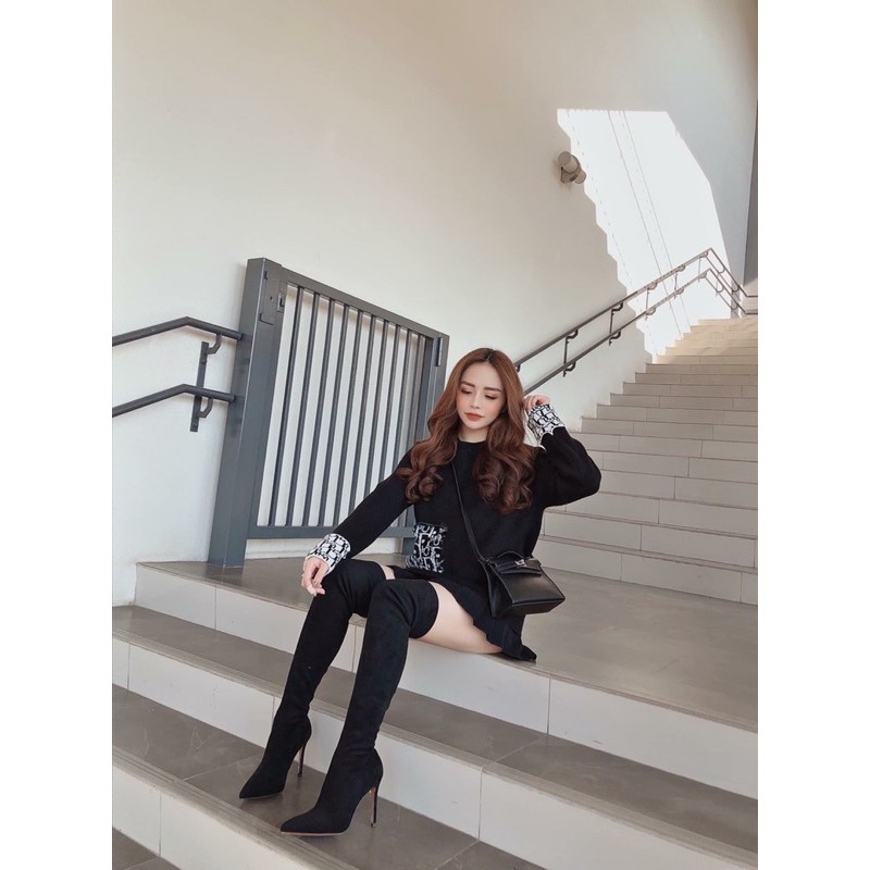 Bốt boot đùi da lộn gót nhọn bigtree fullbox hàng quảng châu cao cấp | BigBuy360 - bigbuy360.vn