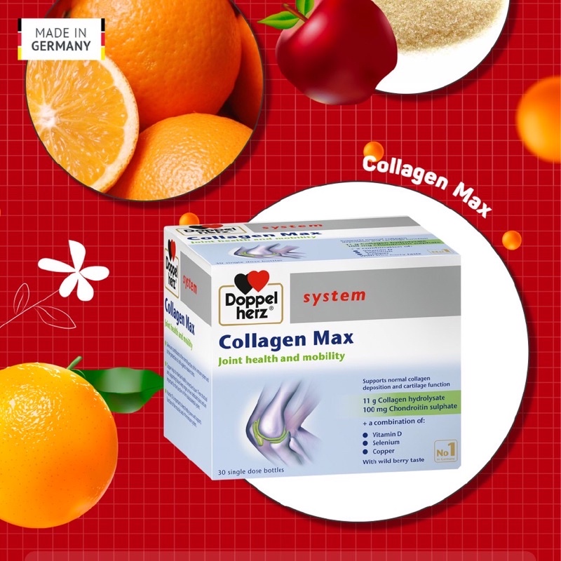 Collagen thuỷ phân tăng độ linh hoạt của khớp Doppelherz Collagen Max hộp 30 ống - CN08