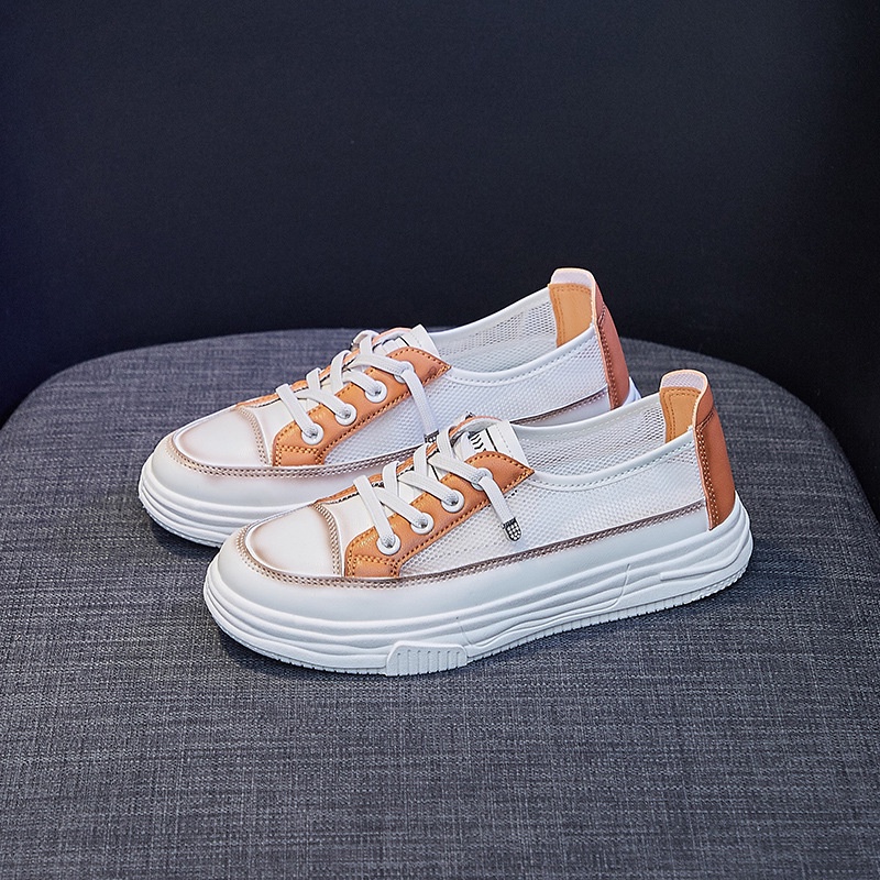 Giày IELGY lưới thoáng khí màu xanh lá/ màu cam phong cách Hàn Quốc thời trang cho nữ