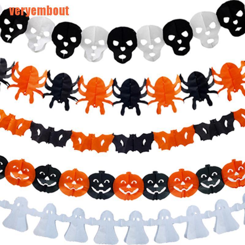 Halloween Paper Chain Garland Decorations pumpkin bat ghost spider Skull