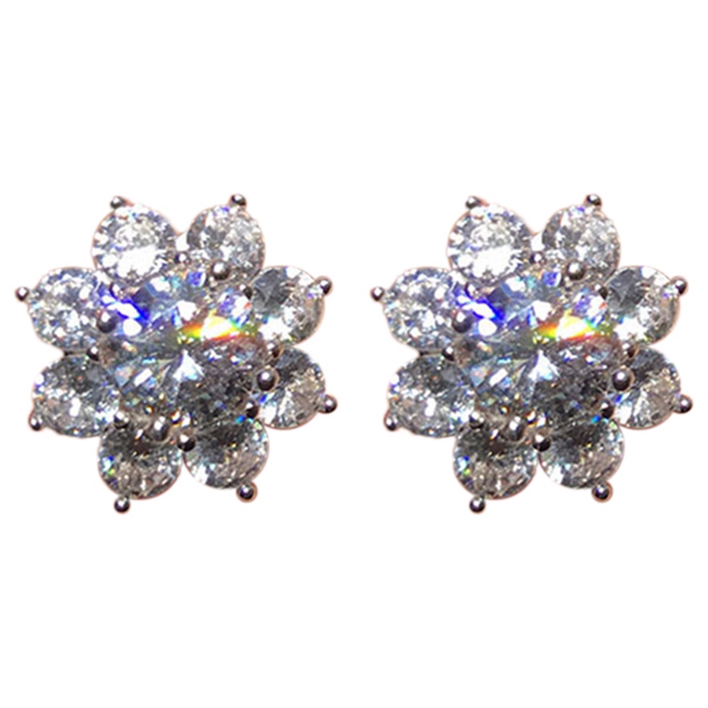 Đôi hoa tai hình hoa tuyết đính đá lấp lánh phong cách thời trang cho nữ