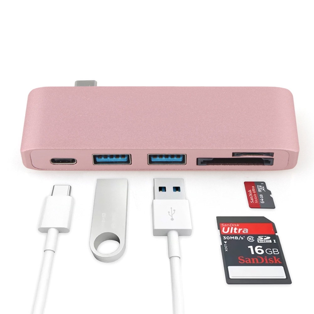 Đầu Đọc Thẻ Nhớ 5 Trong 1 Usb-C Với 2 Cổng Usb 3.0 Micro Sd Type-C Usb 3.0 Cho Macbook Pro Air