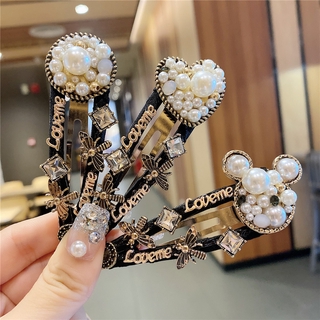 Kẹp Tóc Mái Bên Hông Đính Ngọc Trai Tinh Tế Hình Trái Tim Chuột Mickey Dễ Thương Nhanh Chóng Hàng Bán Chạy Dành Cho Bạn Nữ