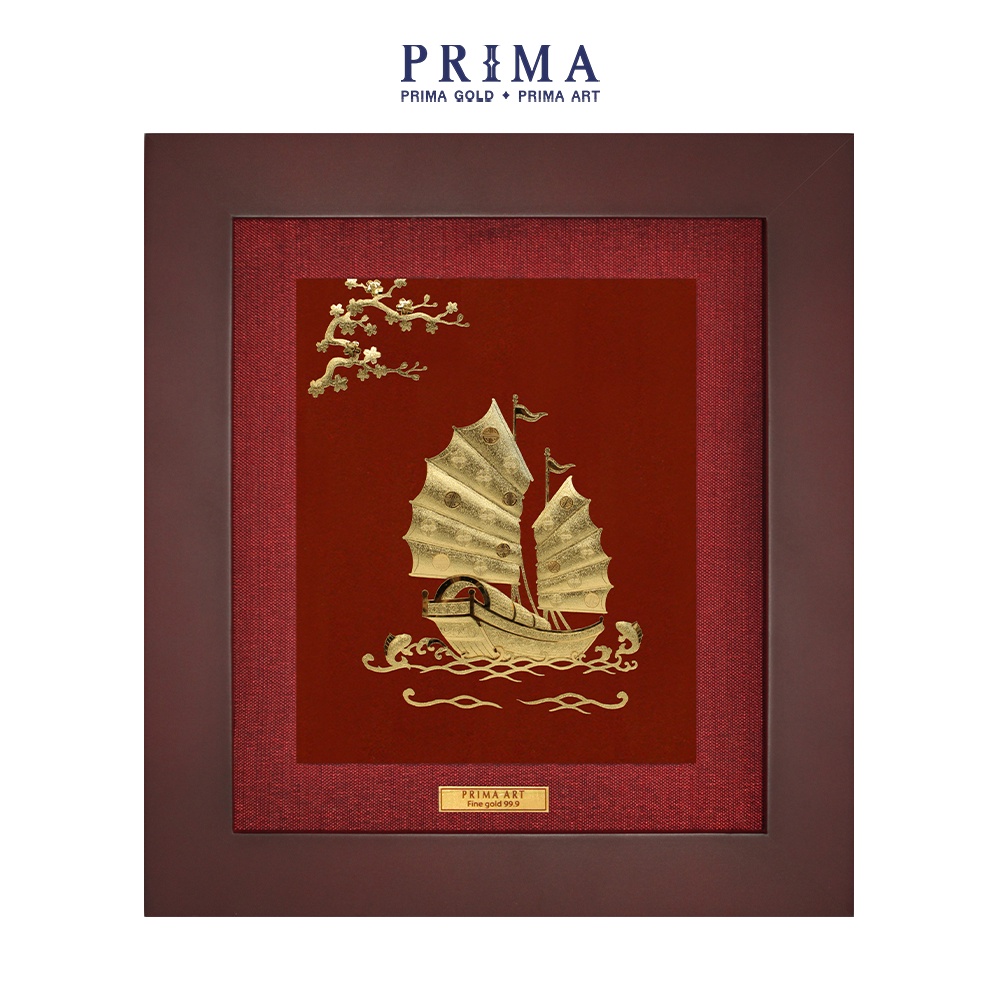Tranh Vàng 24K PRIMA ART - Thuận buồm xuôi gió may mắn bình an - Size 18x20cm - CGS-0411-07
