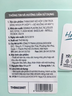 BỘ HỘP CƠM NHỰA LOCK&LOCK THB603