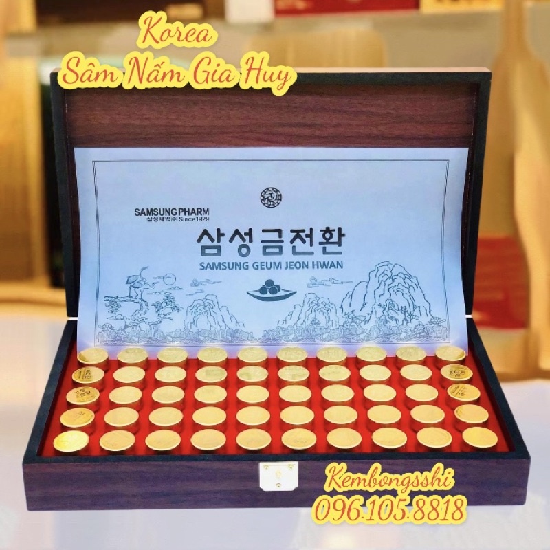 [HÀNG MỚI VỀ] An Cung Ngưu Hoàng Hàn Quốc SAMSUNG GEUM JEON HWAN , Hộp Gỗ 60 Viên