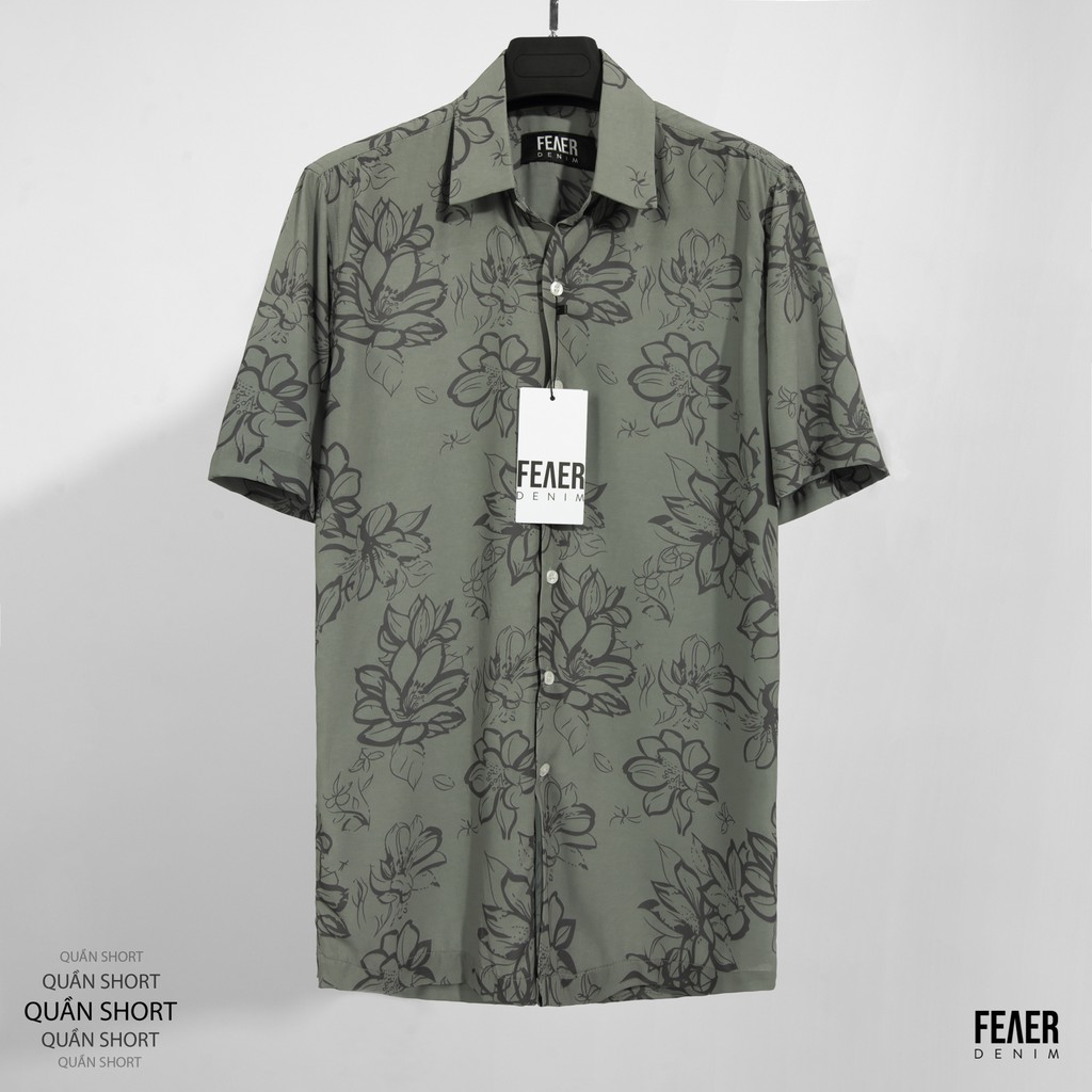Áo sơ mi nam Cổ bẻ họa tiết hoa xám Florida chất Lụa chéo thoáng mát - FEAER DENIM | BigBuy360 - bigbuy360.vn